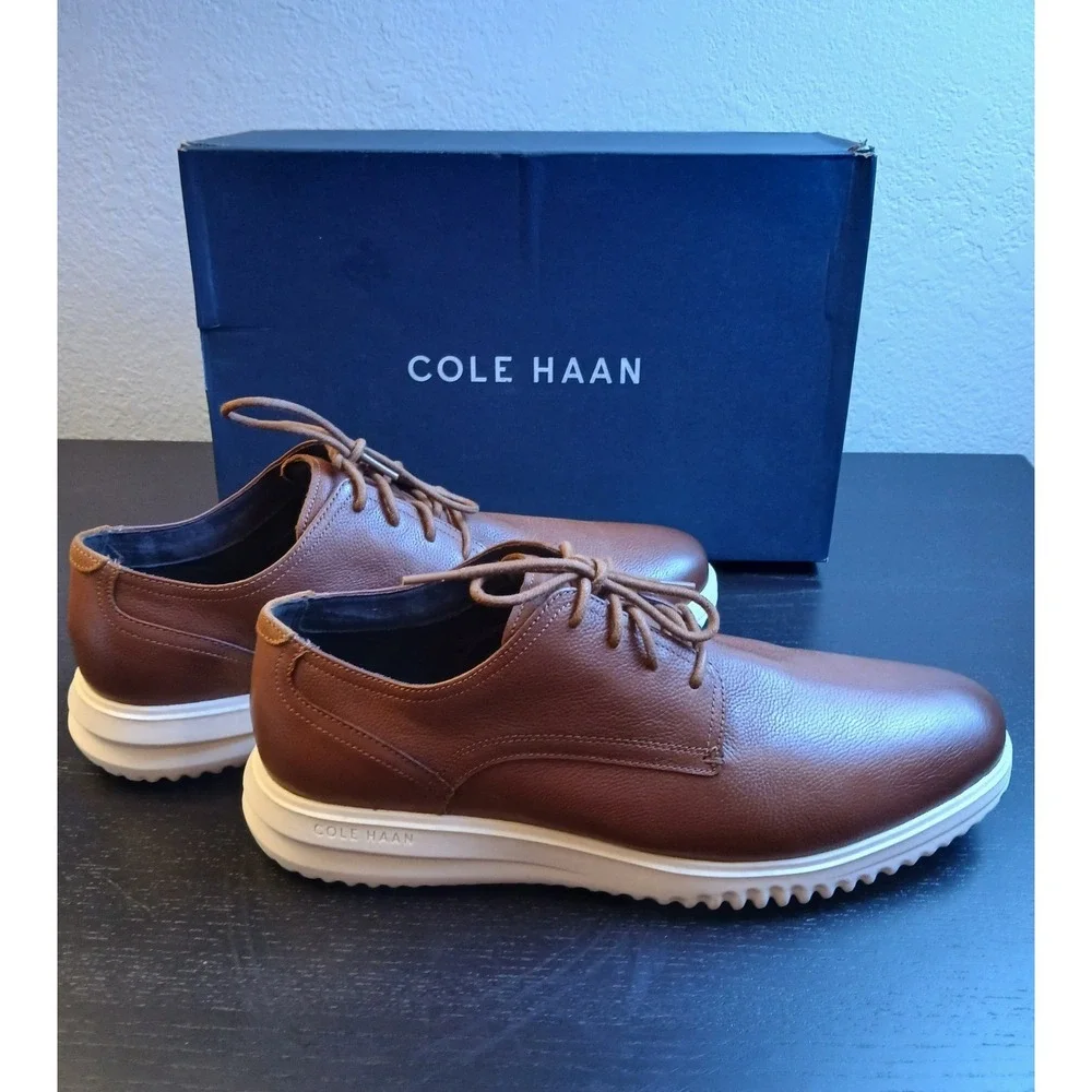 Cole Haan Mens Grand+ Plain Toe Oxford British Tan Leather Shoes C36935 Size 9M